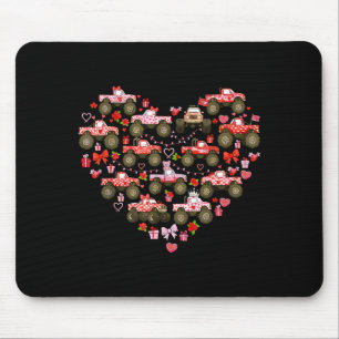 Nk Monster Truck Heart Xoxo Boys Girls Kids Valent Mouse Pad