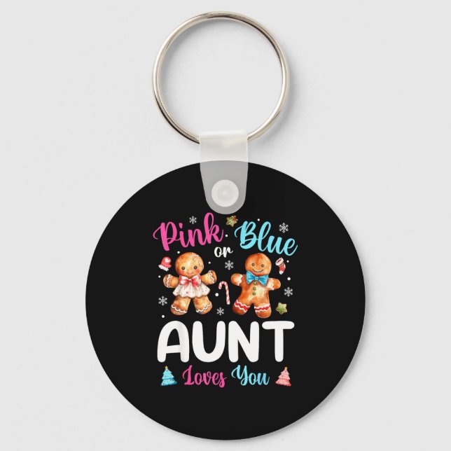 Nk Or Blue Aunt Loves You Gender Reveal Christmas  Key Ring (Front)