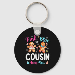 Nk Or Blue Cousin Loves You Gender Reveal Christma Key Ring