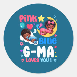 Nk Or Blue G Ma Loves You Baby Gender Reveal Party Classic Round Sticker