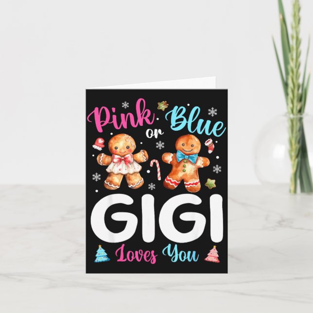Nk Or Blue Gigi Loves You Gender Reveal Christmas  Card (Front)