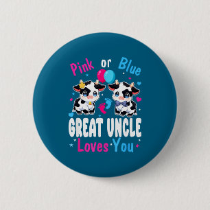 Nk Or Blue Great Uncle Loves You Cow Baby Gender R 6 Cm Round Badge