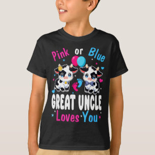 Nk Or Blue Great Uncle Loves You Cow Baby Gender R T-Shirt