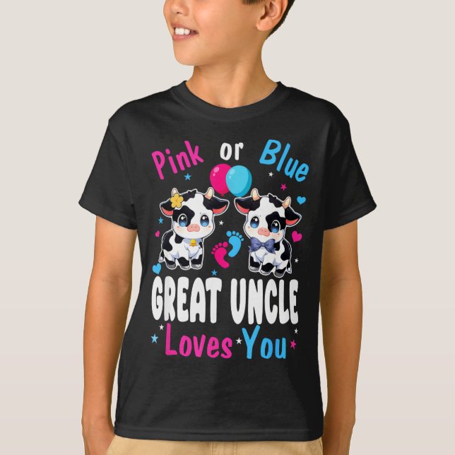 Nk Or Blue Great Uncle Loves You Cow Baby Gender R T-Shirt (Front)