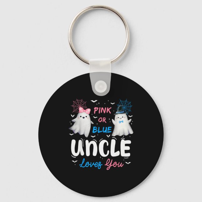 Nk Or Blue Uncle Loves You Halloween Ghost Gender  Key Ring (Front)