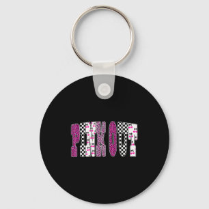 Nk Out Leopard Checkered Breast Cancer Football Ga Key Ring