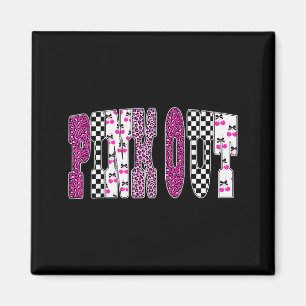 Nk Out Leopard Checkered Breast Cancer Football Ga Magnet