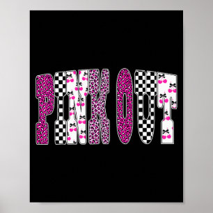 Nk Out Leopard Checkered Breast Cancer Football Ga Poster