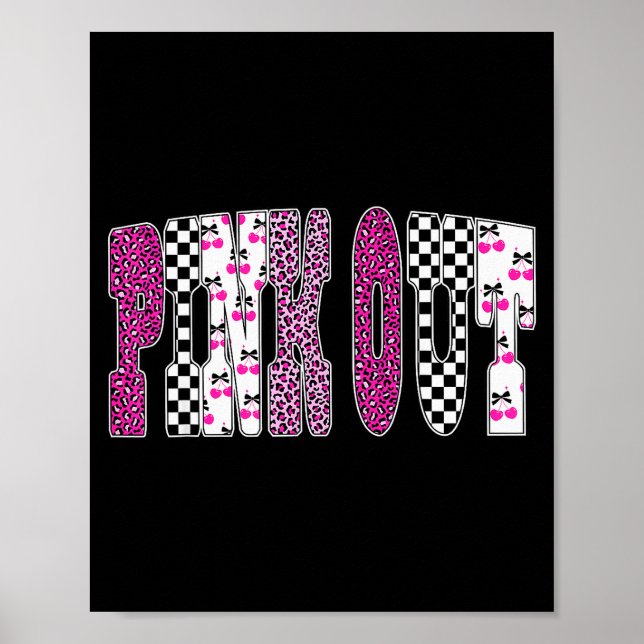 Nk Out Leopard Checkered Breast Cancer Football Ga Poster (Front)