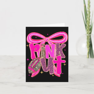 Nk Out Leopard Football Bow Breast Cancer Awarenes Card