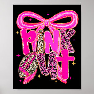 Nk Out Leopard Football Bow Breast Cancer Awarenes Poster