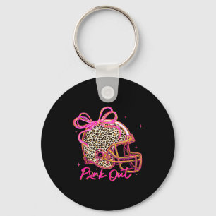 Nk Out Leopard Football Helmet Bow Preppy Breast C Key Ring