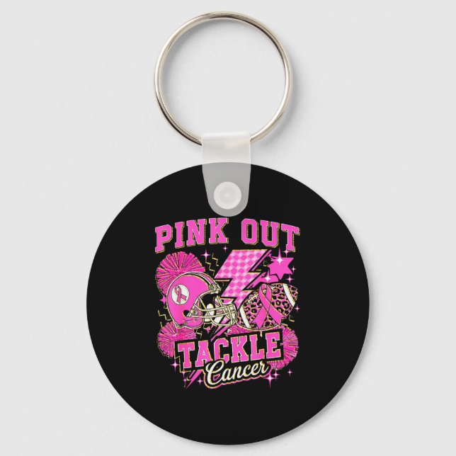 Nk Out Tackle Breast Cancer Awareness American Foo Key Ring (Front)