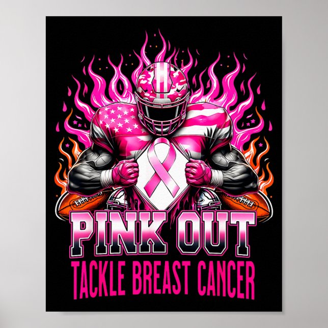 Nk Out Tackle Football Breast Cancer Awareness Men Poster (Front)