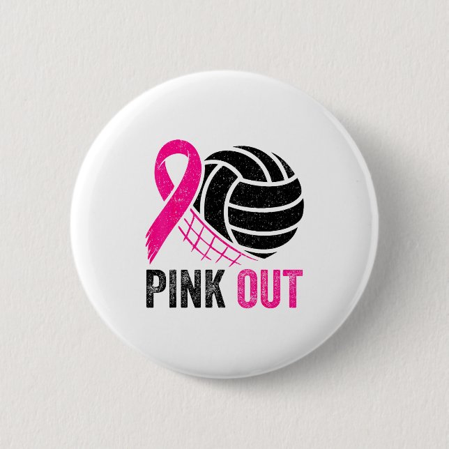 Nk Out Volleyball Breast Cancer Awareness Nk Ribbo 6 Cm Round Badge (Front)