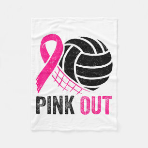 Nk Out Volleyball Breast Cancer Awareness Nk Ribbo Fleece Blanket