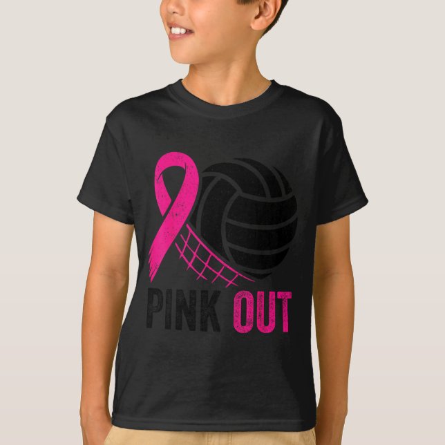 Nk Out Volleyball Breast Cancer Awareness Nk Ribbo T-Shirt (Front)