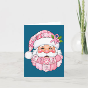 Nk Patchwork Santa Breast Cancer Awareness Christm Card