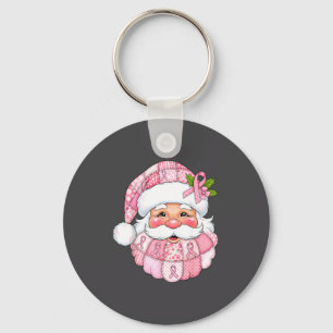Nk Patchwork Santa Breast Cancer Awareness Christm Key Ring
