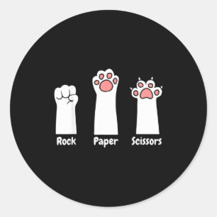 Nk Paw Prints Pet Lover Rock Paper Scissors Hand G Classic Round Sticker
