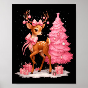 Nk Reindeer Coquette Bow Christmas Tree Pajamas Gi Poster