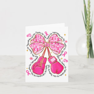 Nk Ribbon Bow Boxing Gloves Breast Cancer Awarenes Card