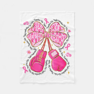 Nk Ribbon Bow Boxing Gloves Breast Cancer Awarenes Fleece Blanket