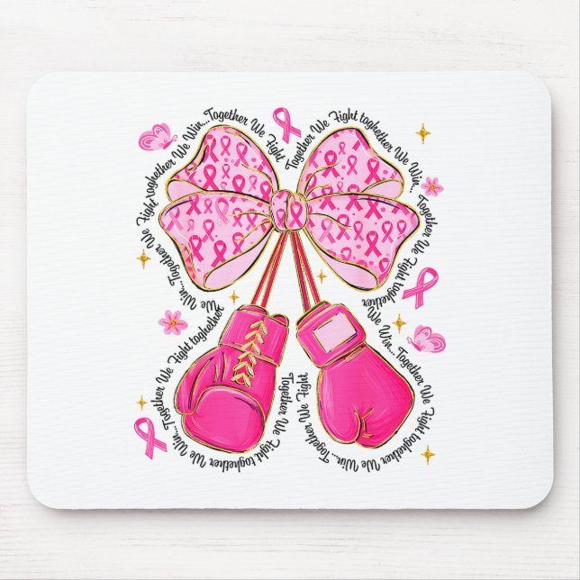 Nk Ribbon Bow Boxing Gloves Breast Cancer Awarenes Mouse Pad (Front)
