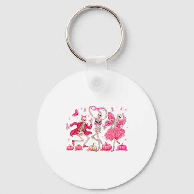 Nk Ribbon Breast Cancer Awareness Skeleton Women M Key Ring (Front)