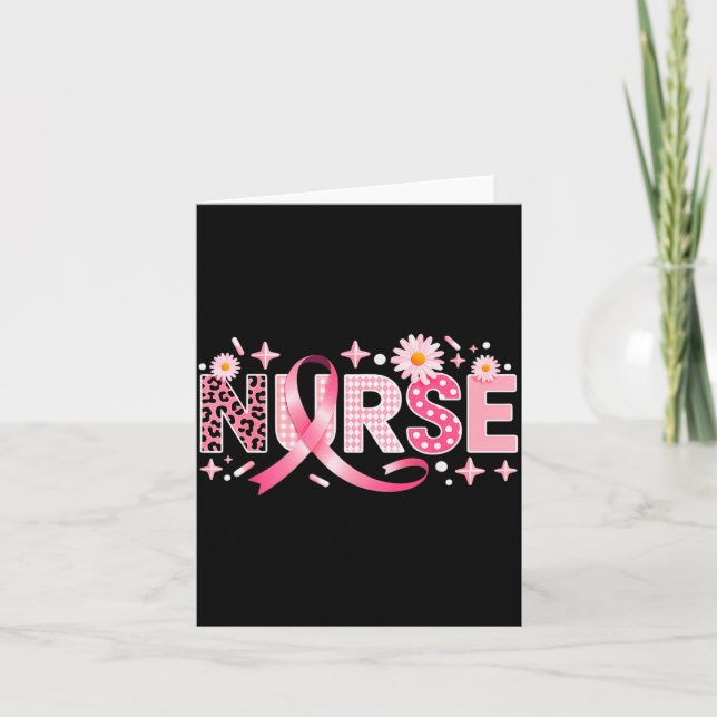 Nk Ribbon Stethoscope Nurse Life Breast Cancer Awa Card (Front)