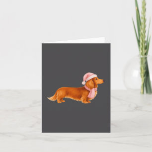Nk Santa Red Long Haired Dachshund Christmas  Card