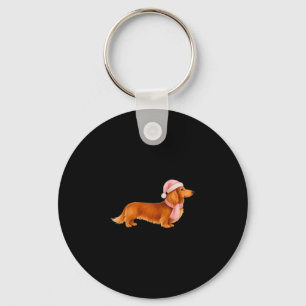 Nk Santa Red Long Haired Dachshund Christmas Key Ring