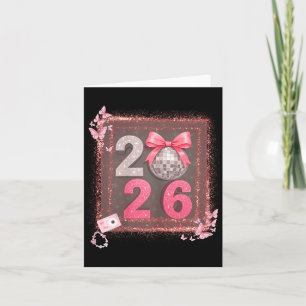 Nk Sparkle Disco Bow 2026 Coquette Happy New Year Card