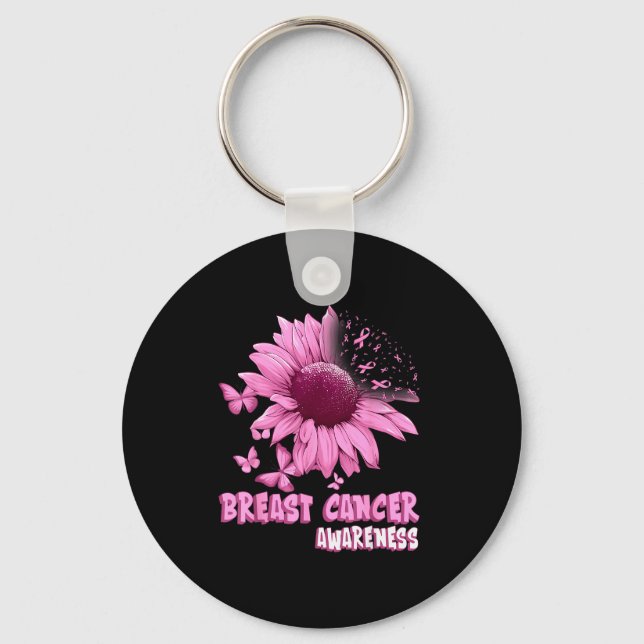 Nk Sunflower Breast Cancer Awareness Ribbon In Oct Key Ring (Front)