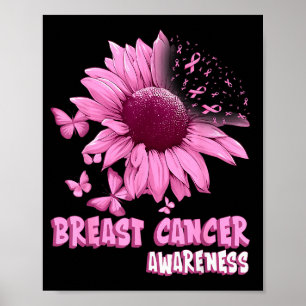 Nk Sunflower Breast Cancer Awareness Ribbon In Oct Poster