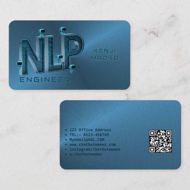 🤖NLP Engineer Chatbot Developer Conversational AI Business Card (Front/Back)
