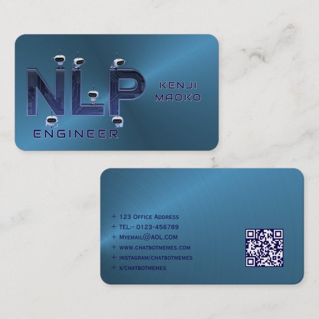 🤖NLP Engineer Chatbot Developer Conversational AI Business Card (Front/Back)