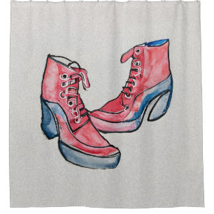 No 01, Hand Drawing Of Funny Shoes Collection Shower Curtain