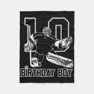 No. 10 Ice Hockey Goalie Happy 10th Birthday Boy  Fleece Blanket