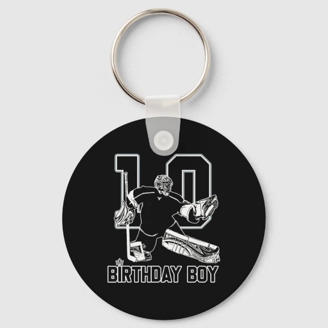 No. 10 Ice Hockey Goalie Happy 10th Birthday Boy  Key Ring (Front)