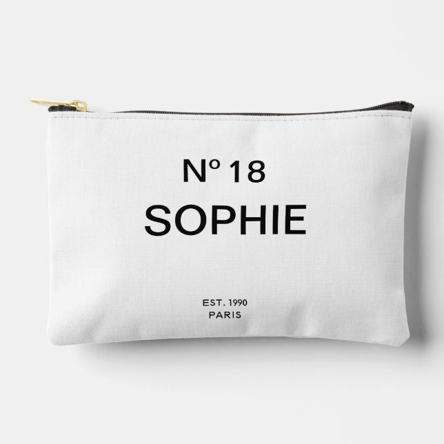 No 18 French Chic 18th Birthday Party Accessory Pouch (Front)