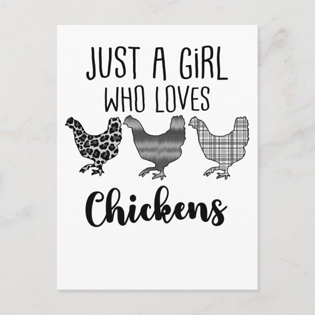 No 1/2, Just A Girl Who Loves Chickens, Funny Postcard (Front)