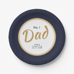 "No.1 Dad" Happy Father's Day Party Custom Date Paper Plate