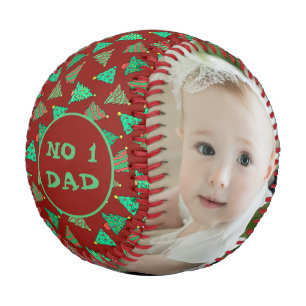 No 1 Dad Son And Daughter Photo Christmas Tree Baseball