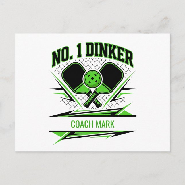 No. 1 Dinker Pickleball Coach Name Design Postcard (Front)