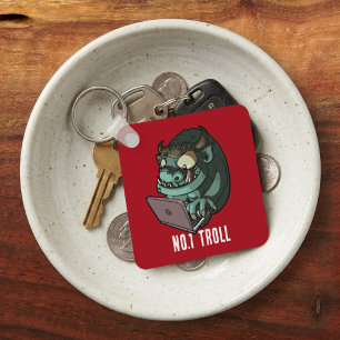 No.1 Troll Internet Troll On Laptop Cartoon Key Ring