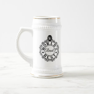 No.1 Worlds Best Dad Custom Black Line Typography Beer Stein