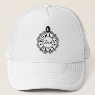 No.1 Worlds Best Dad Custom Black Line Typography Trucker Hat