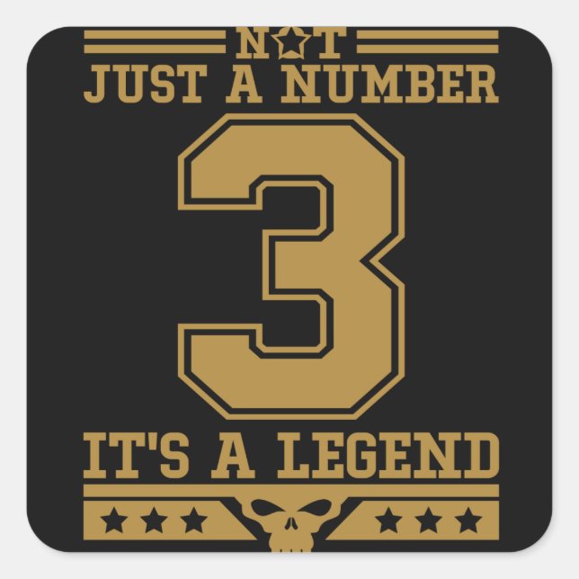 No. 3 is Legendary Number Square Sticker (Front)
