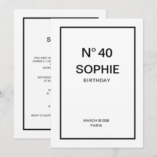 No 40 French Chic 40th Birthday Party Invitation
